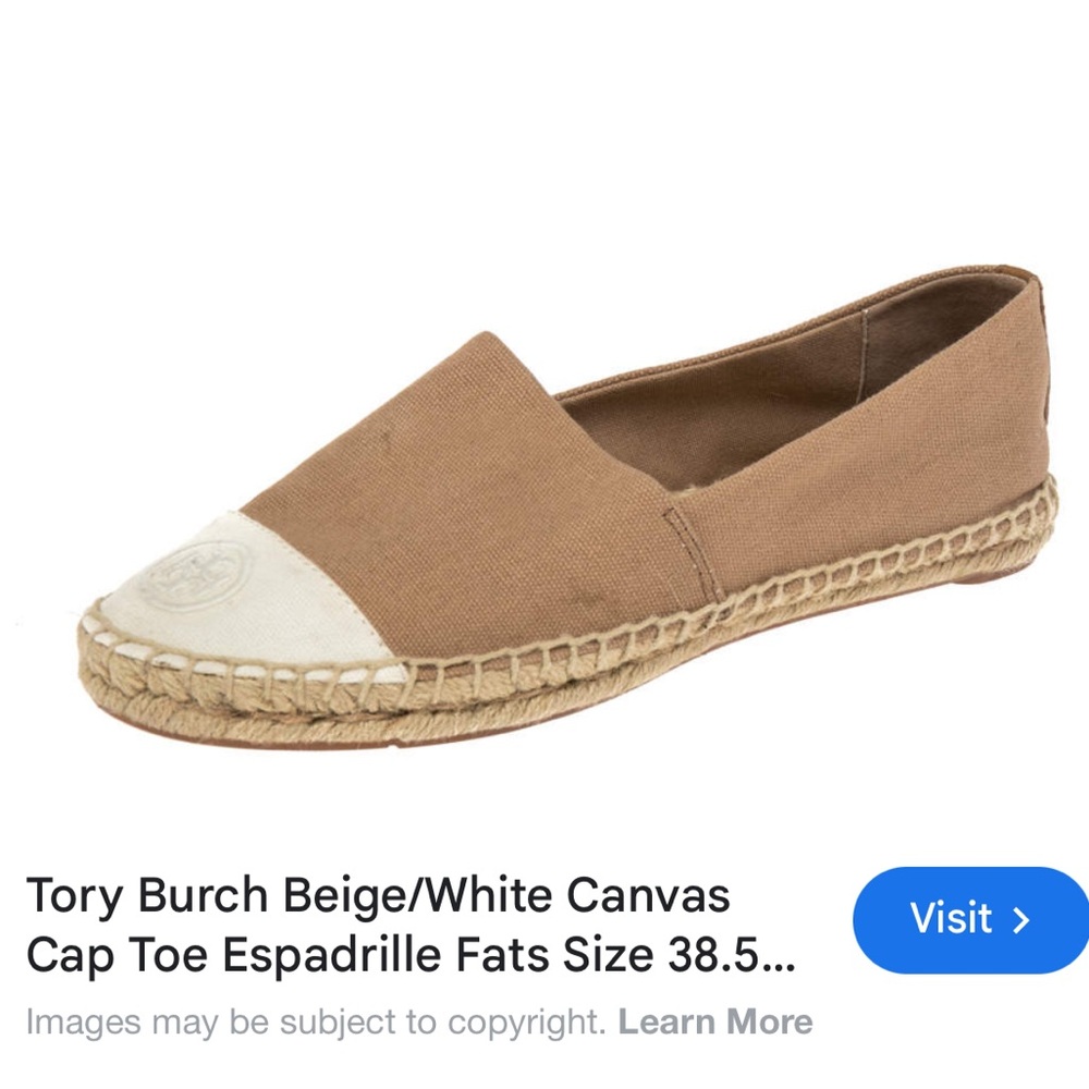 Tory Burch Brown and White Espadrille Flats size 7.5